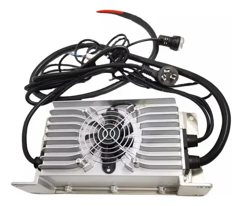 Carregador metálico com ventilador, cabos e conectores para consulta de aplicação Zoomlion